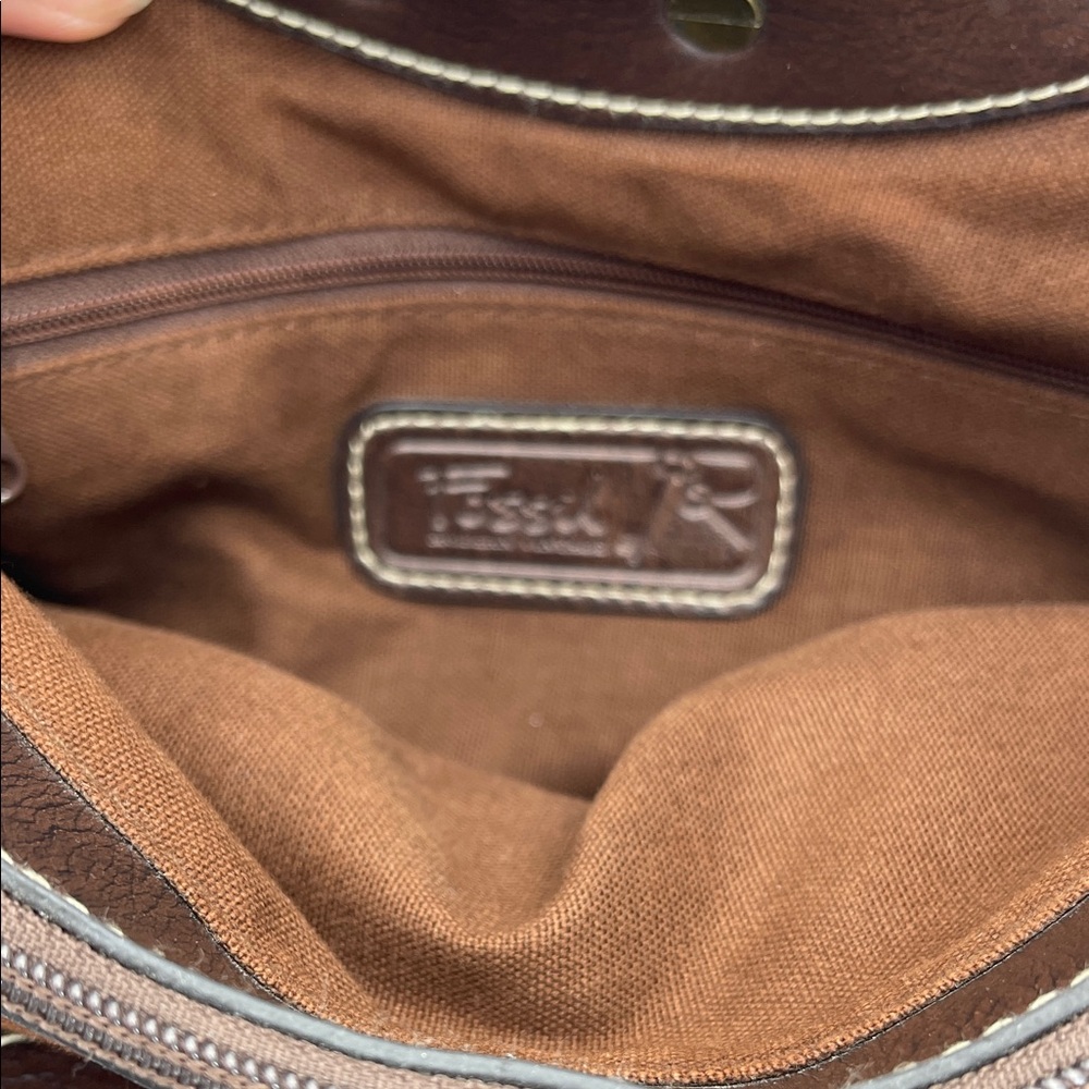 Fossil Flower Canvas, Leather & Wood Top Handle Or Detachable Shoulder Strap - Picture 9 of 9